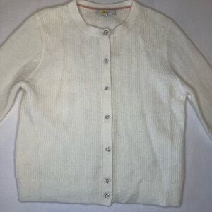 Boden Cream Alpaca Blend Button Front Cardigan Sweater XS Women’s Soft Knit Crop